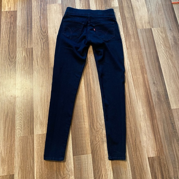 Levi’s Skinny Stretch Waist No Zip Cotton Black Blue Jeans Women Size 25 - Picture 3 of 15